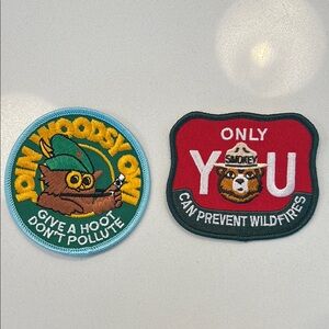 Topo Designs Woodsy Owl and Smokey Bear Patches Set